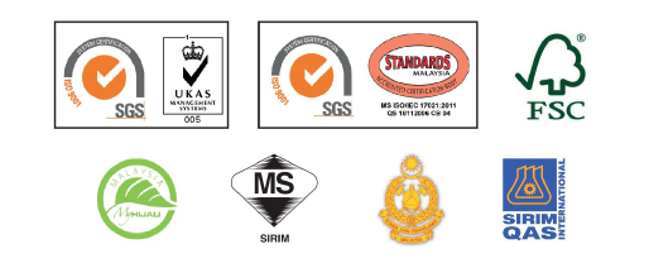 Frontiera’s manufacturing plant earned the ISO 9001 Quality Management System certificate from UKAS and Standard Malaysia. Our plant has also received the COC certificate from SCS Global Services and fire rated door license from SIRIM.